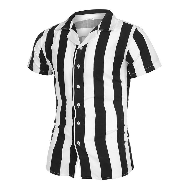 Men's Summer Striped Slim Fit Short Sleeve Shirt