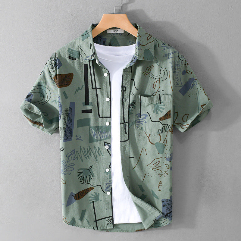 Men's Summer Printed Short Sleeve Casual Shirt 521