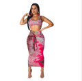 Printed Vest and Midi Skirt Two-Piece Set