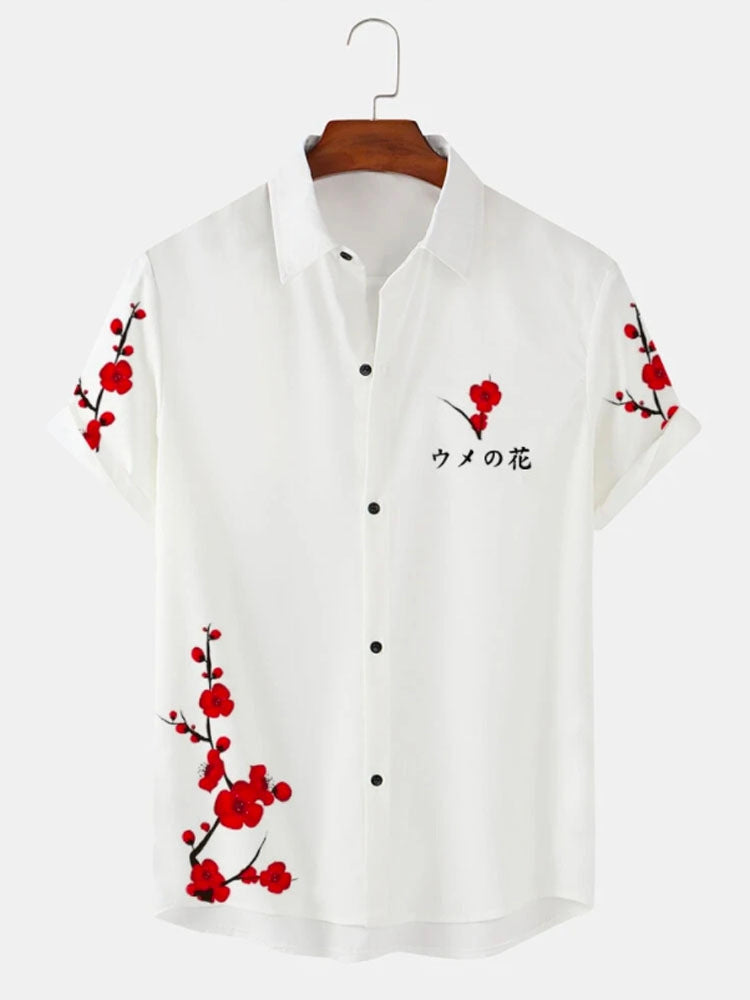 Hawaiian Men's Summer Shirt with 3D Sunflower Print