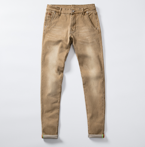 Men's Solid Color Slim Fit Denim Trousers