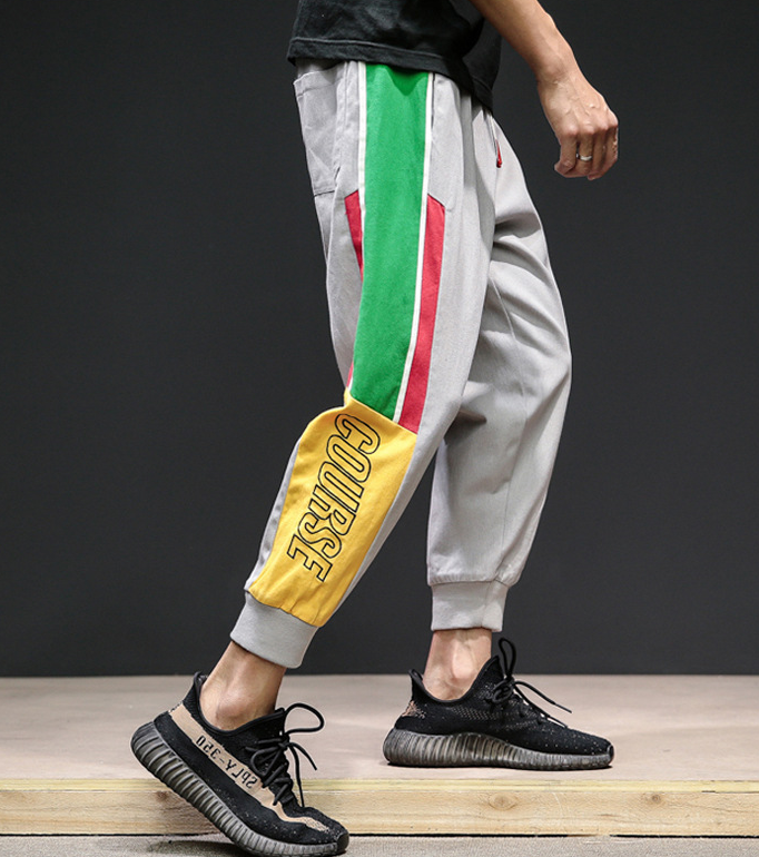 Summer Striped Harem Pants for Men - Loose Fit 9/10 Length