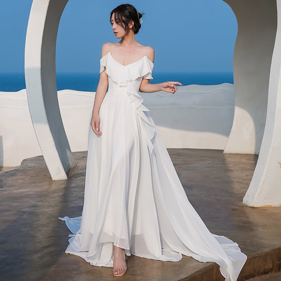 Elegant White Chiffon Dress for Women