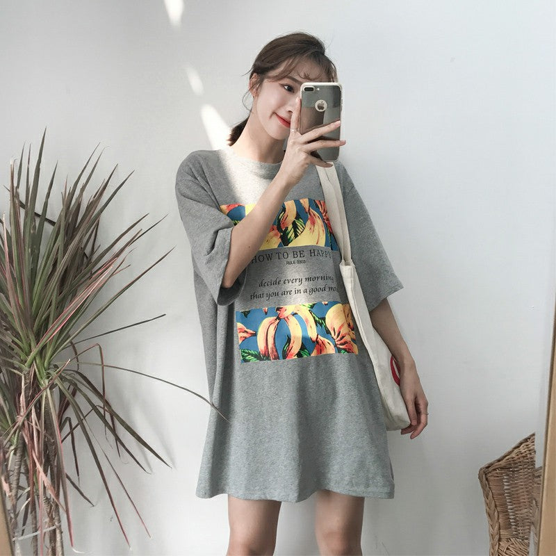 Basic Layering Shirt with Banana Print T-Shirt