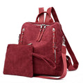 2-Piece Corduroy Backpack Set with Shoulder Bag & Clutch