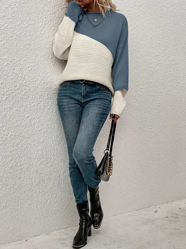 Women's Colorblock Knitted Sweater Pullover