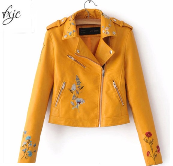 New Long Sleeve PU Leather Jacket with Zipper