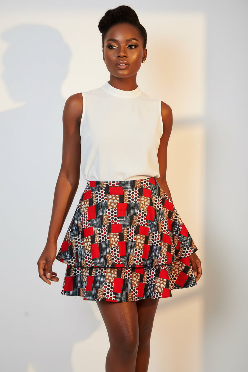 Colorful patterned skirt on a white background