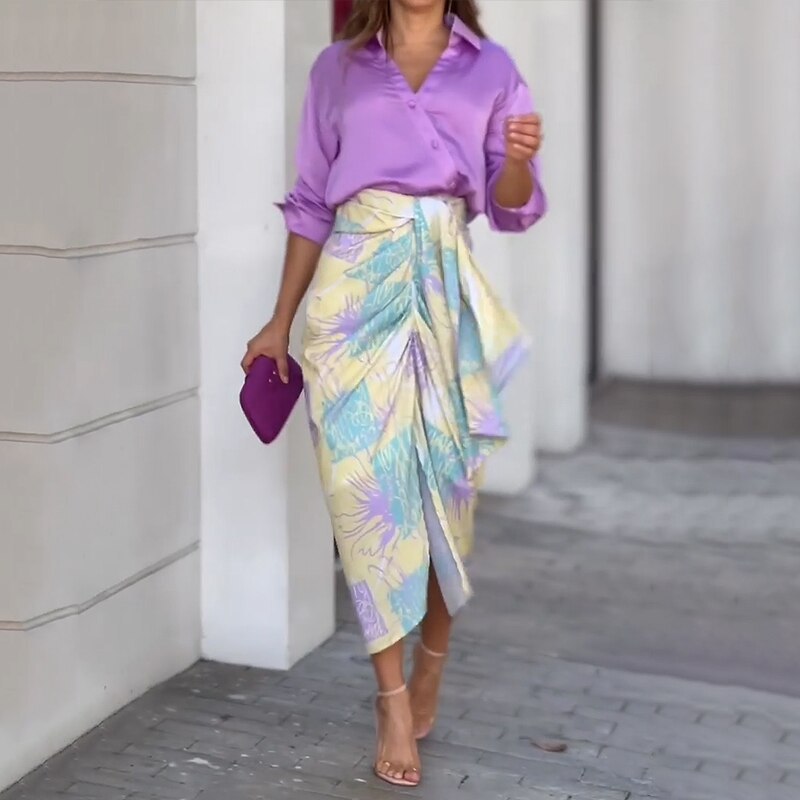2023 Spring/Summer Women's Outfit: Shirt & Skirt Set
