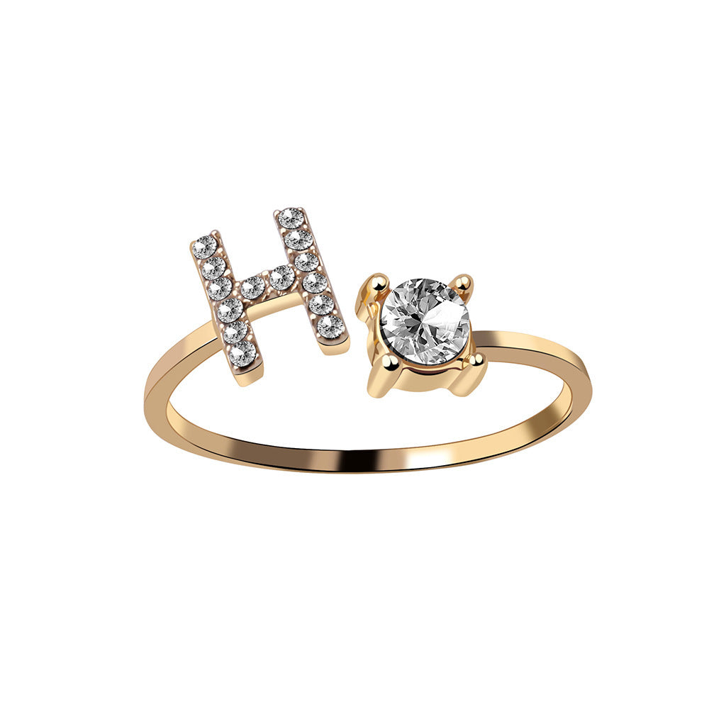 Evarisluxe Initial Letter Gold Ring