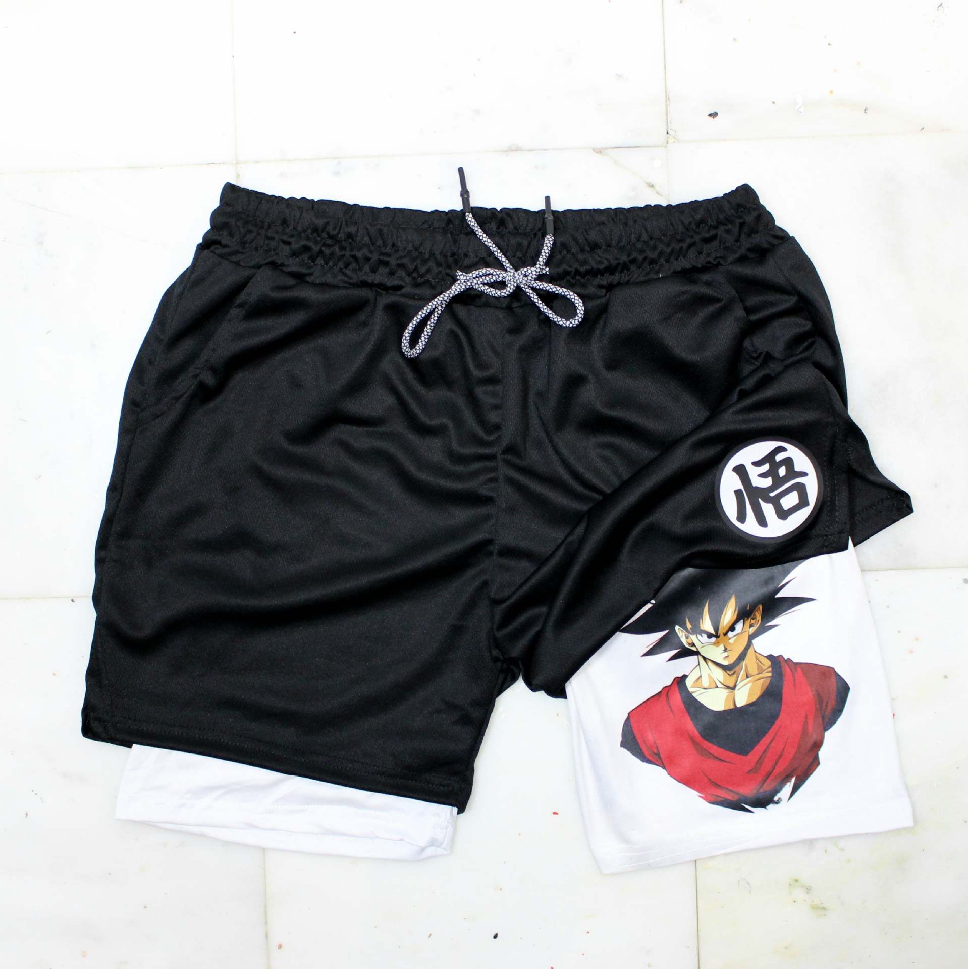 2023 Summer Men's Double Layer Anime Print Shorts