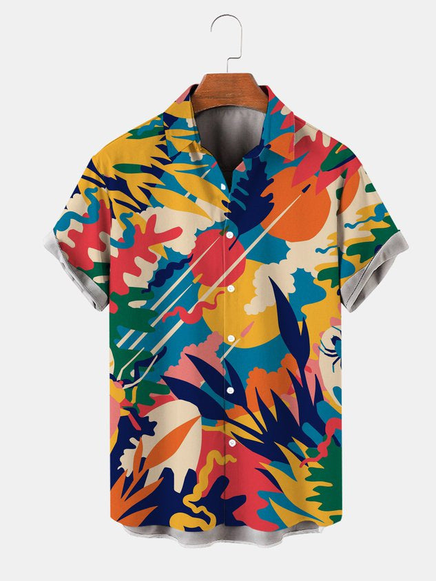 Men's Hawaiian Print Short Sleeve Shirt for Summer