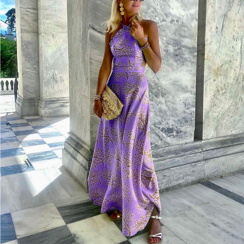 Evarisluxe Halterneck Printed Midi Dress