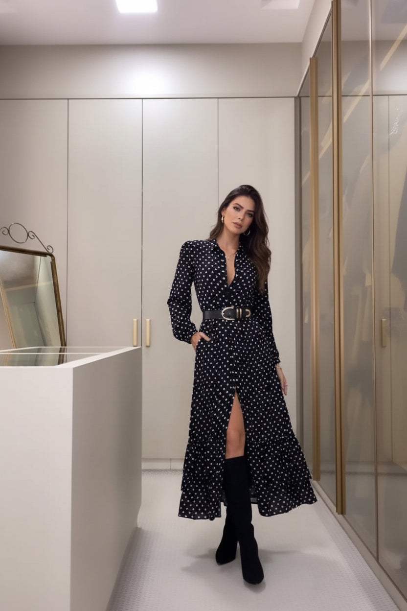 The Pois Chic Long Sleeve Woven Dress | Evarisluxe