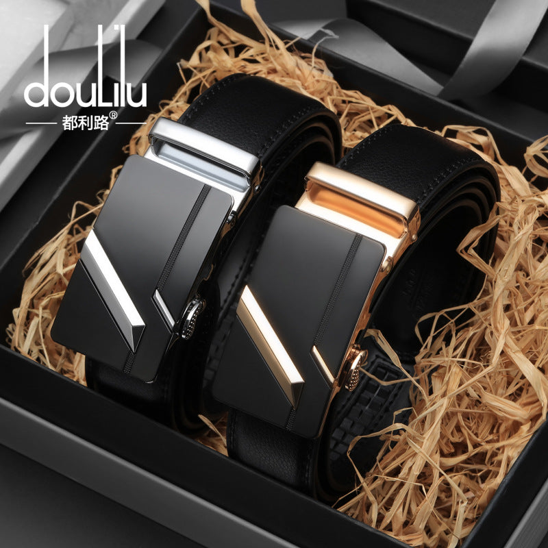 Genuine Leather Automatic Buckle Belt for Men