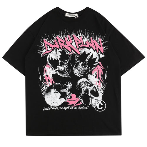 American High Street Skull Graffiti Print T-Shirt for Men