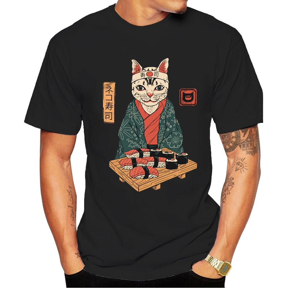 Japanese Style Cotton Short Sleeve T-Shirt for Men