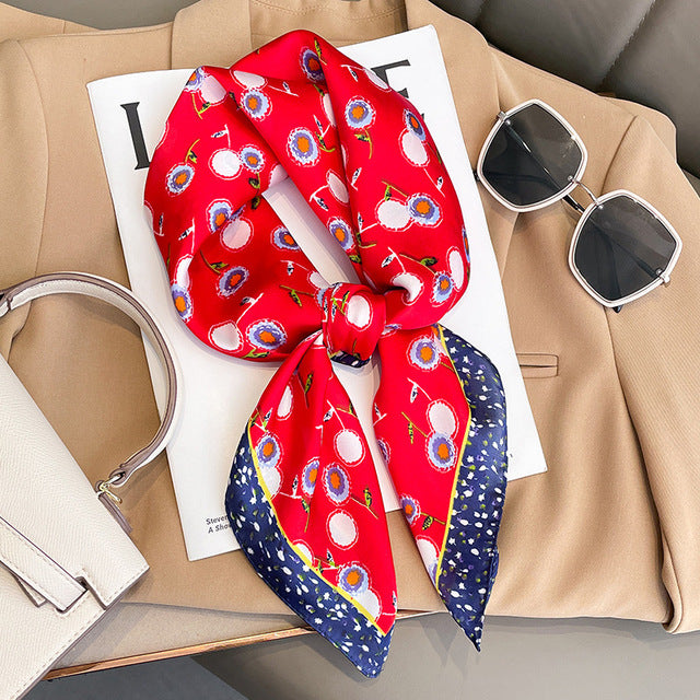 Evarisluxe Silk Satin Square Scarf