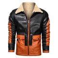 Men's Winter Loose Fit Leather Jacket with Pockets