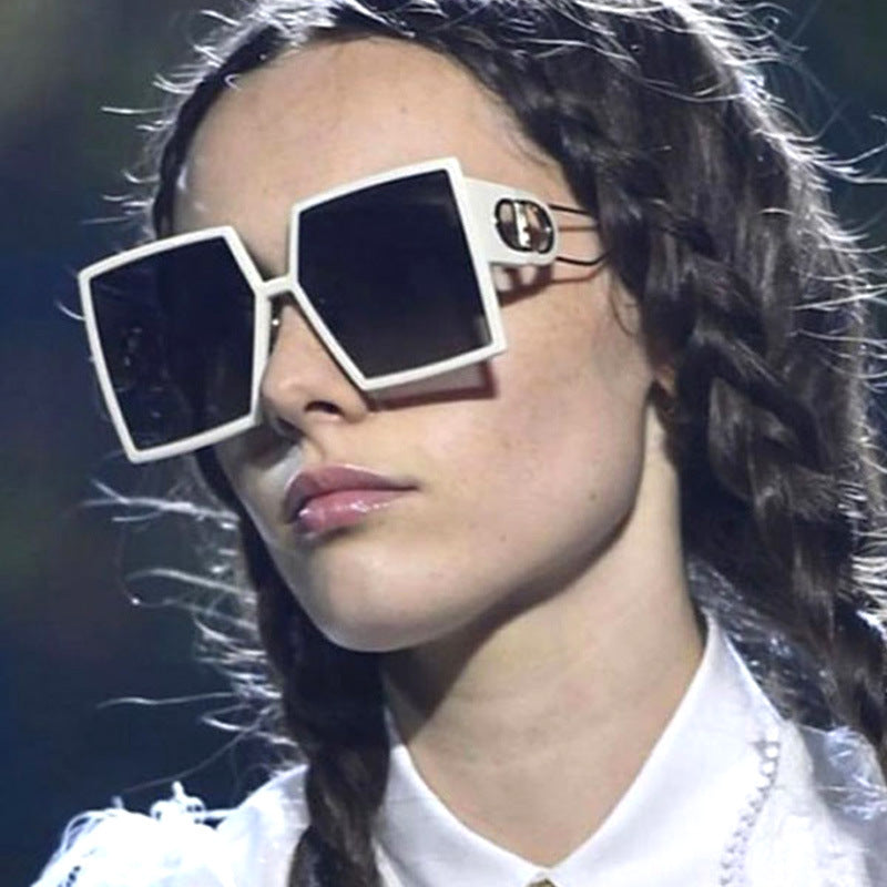 Hollow Square Sunglasses with Metal Legs for Women