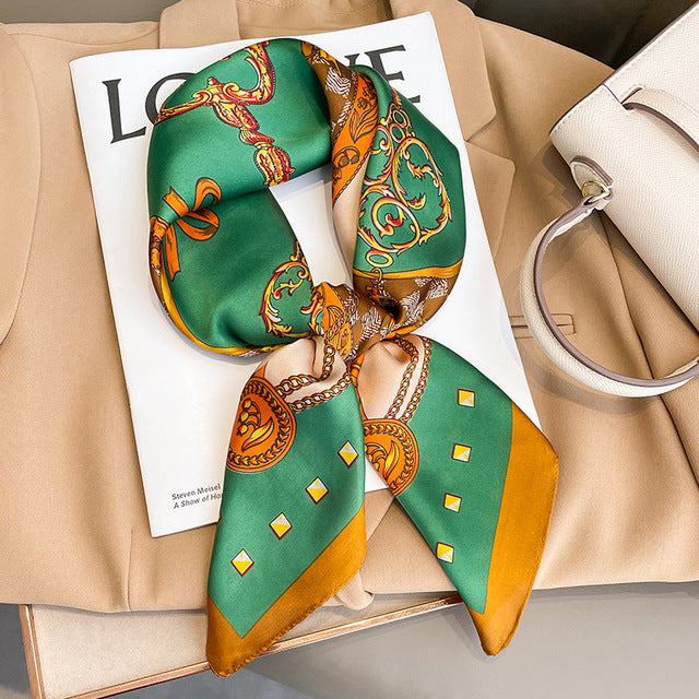 Evarisluxe Silk Satin Square Scarf