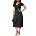 Asymmetrical Hemline V-Neck Evening Party Dress