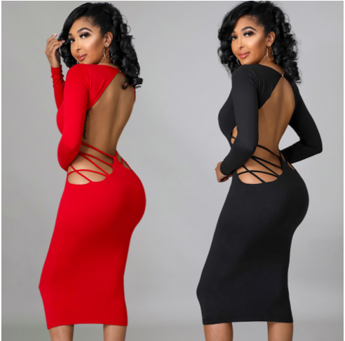Evarisluxe Hollow Out V-Neck Dress