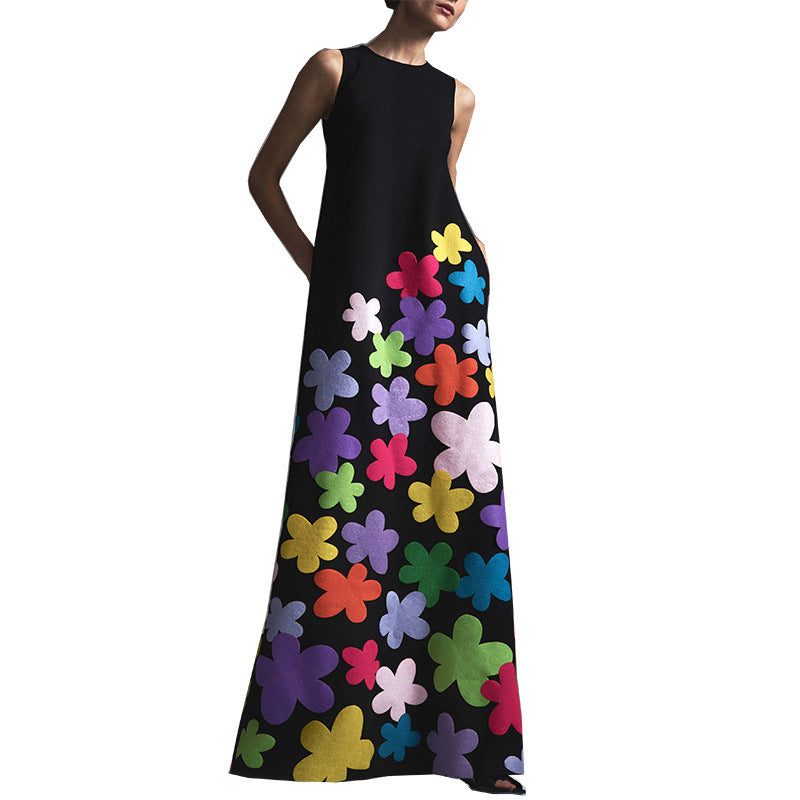 Evarisluxe Printed Round Neck Midi Dress