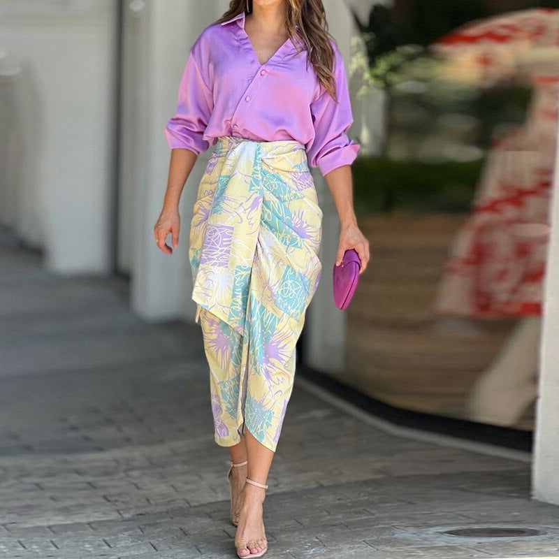 2023 Spring/Summer Women's Outfit: Shirt & Skirt Set