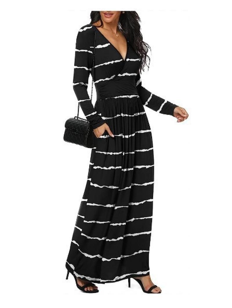 Evarisluxe Striped Maxi Long Dress