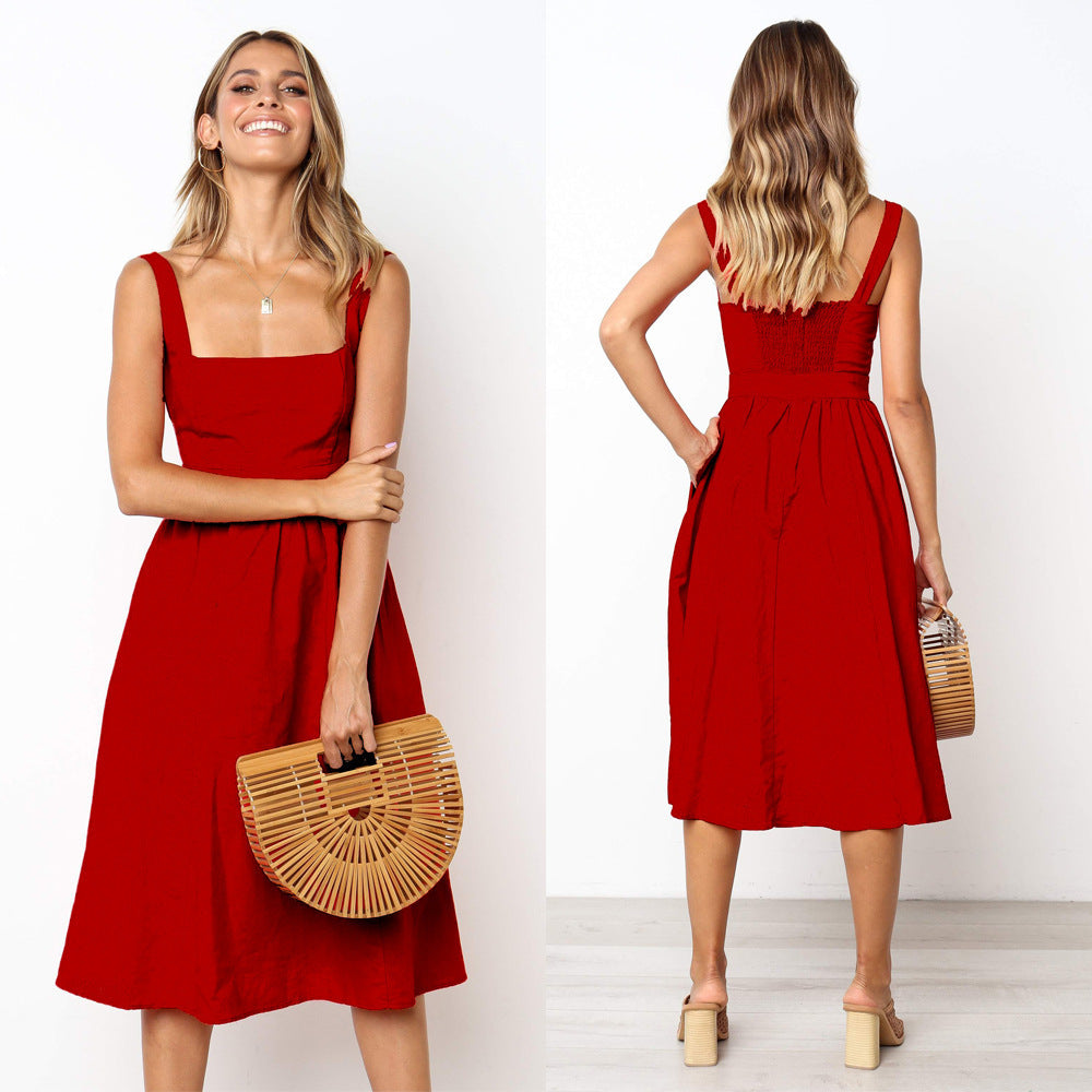 2020 Spring/Summer Simple Backless Dress 3048
