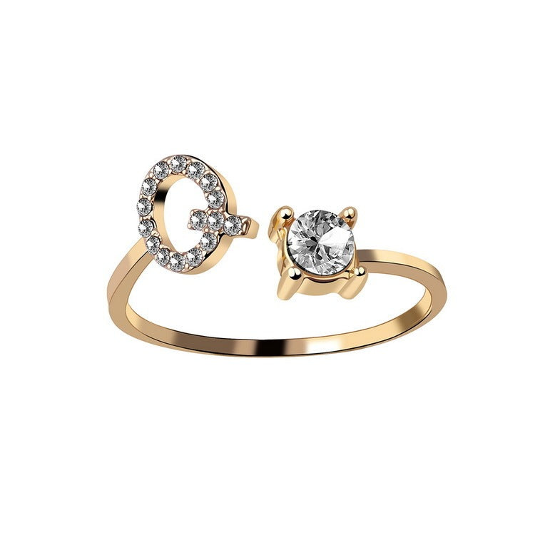 Evarisluxe Initial Letter Gold Ring