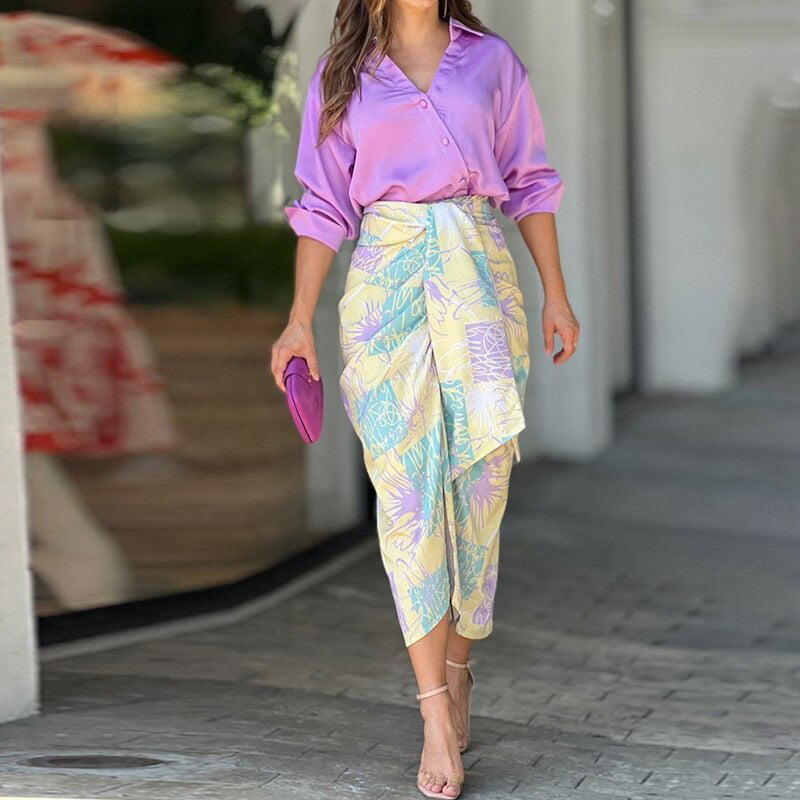 2023 Spring/Summer Women's Outfit: Shirt & Skirt Set