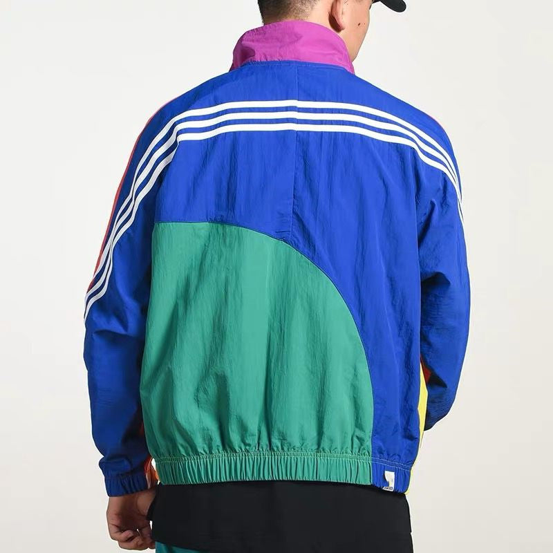 Rainbow Patchwork Casual Sports Jacket for AD Men/Women