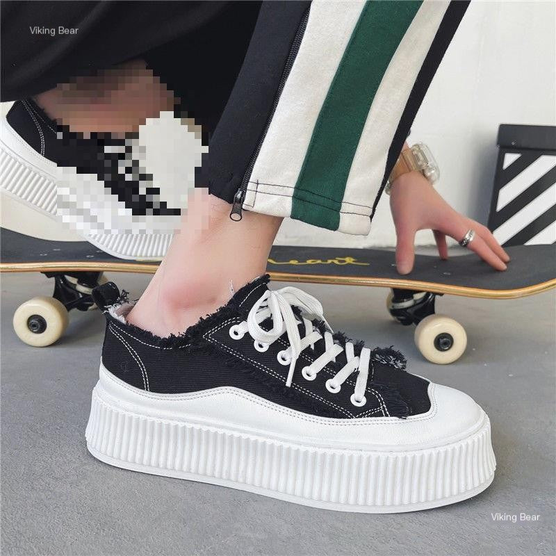 Men's Thick Sole Summer Canvas Sneakers - Korean Style