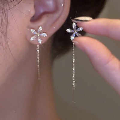 Evarisluxe Long Floral Tassel Drop Earrings