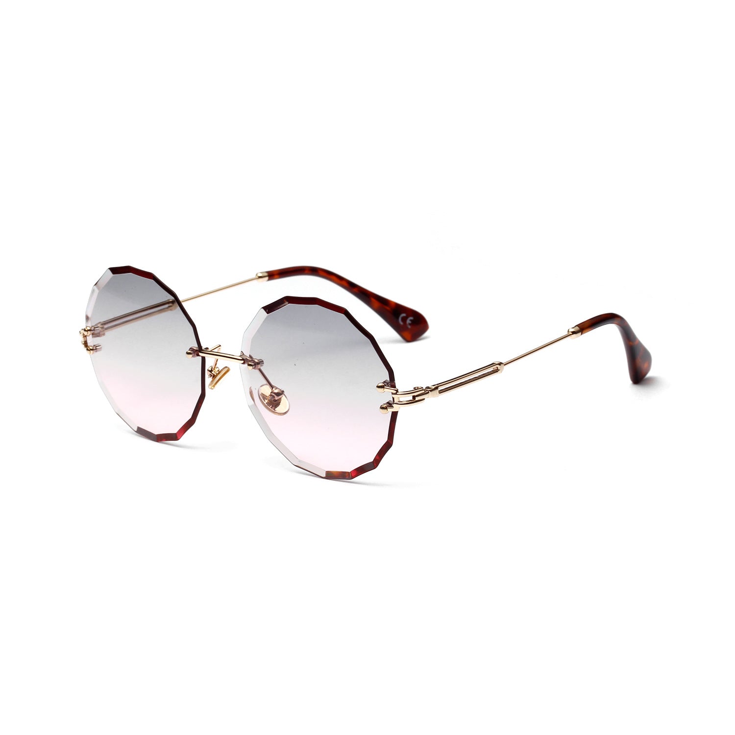 A18905 Vintage Round Diamond Cut Sunglasses for Women