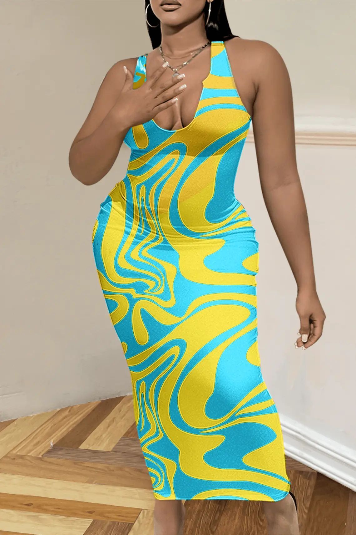 Evarisluxe Printed Fashion Dress