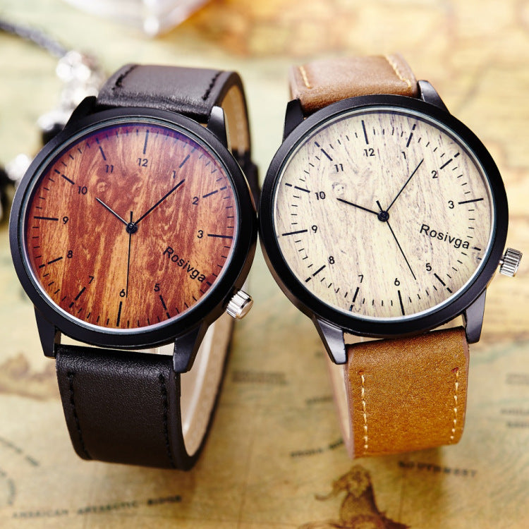 Korean Style Wood Grain Couple Watches for Students