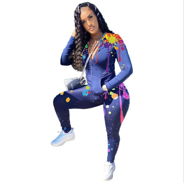 Loose Two-Piece Set with Printed Pockets