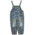 Women's Retro Print Denim Overalls for Summer