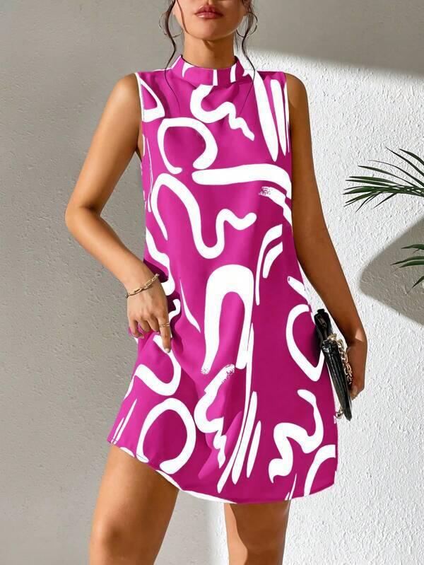 2023 Summer Floral Stand Collar Dress for Women