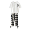 Girls' Korean Style Plaid 2-Piece Capri Set