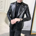 Stylish Casual Spring Autumn Zipper Leather Jacket for Men