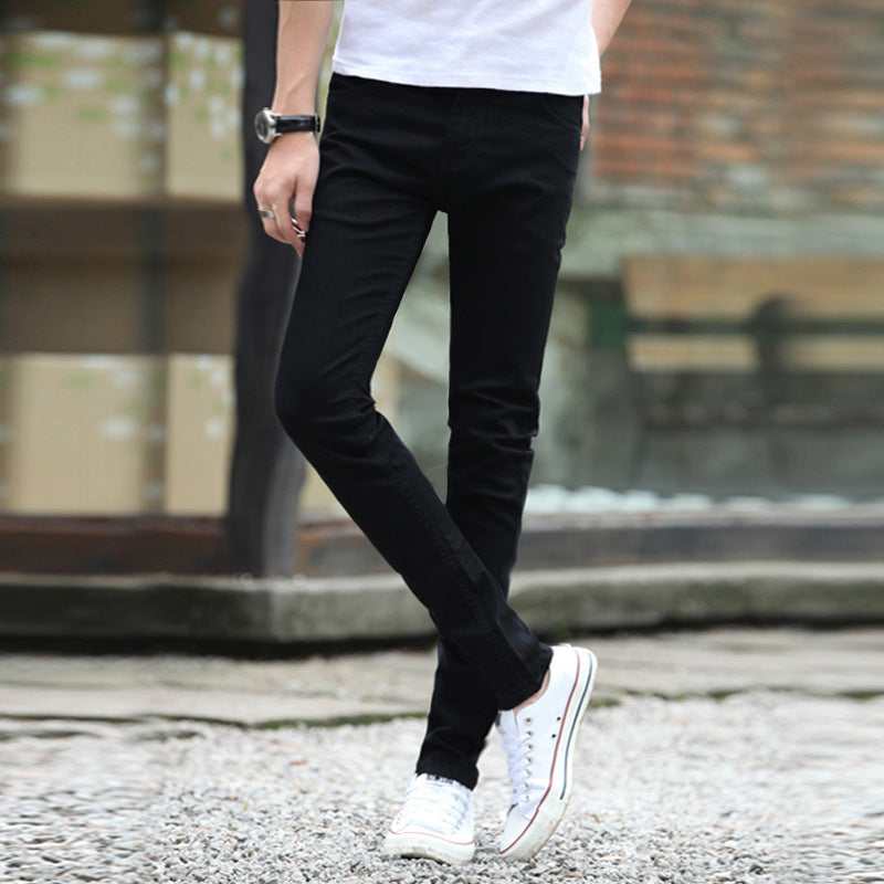 Men's Slim Fit Stretch Denim Pants Casual Black Trousers