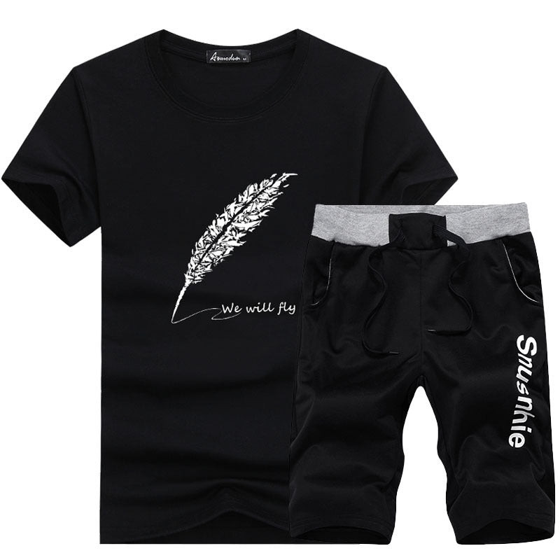 Men's Casual Sports Set - Short Sleeve T-Shirt & Shorts