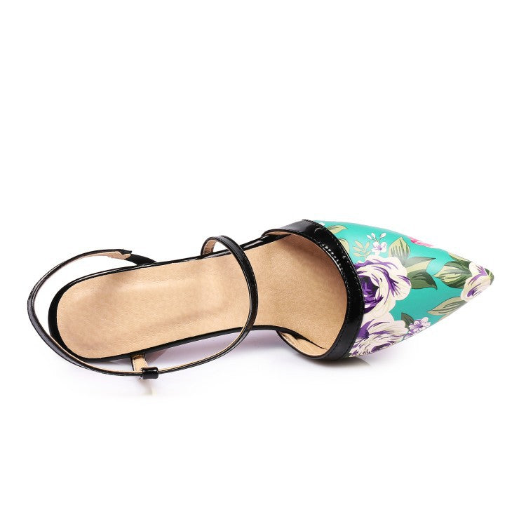 Evarisluxe Imprimé Pointed-Toe Sandal Heel