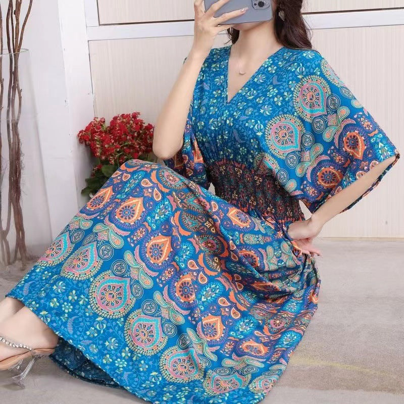 Southeast Asia Travel Floral Cotton Dress for Summer