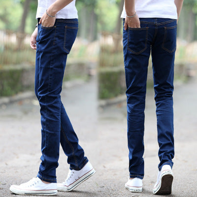 Men's Slim Fit Stretch Denim Pants Casual Black Trousers