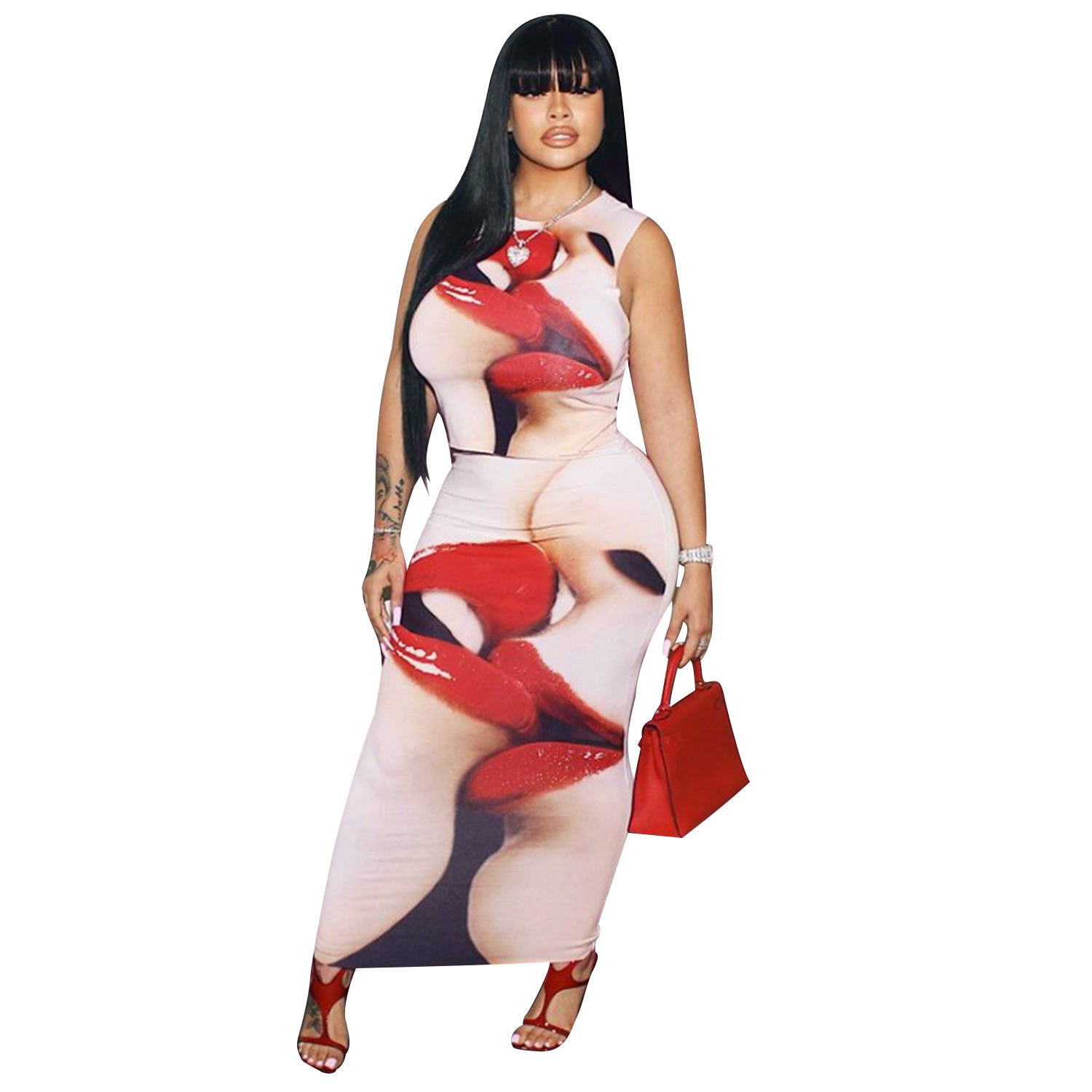 Evarisluxe Skinny Printed Bodycon Dress